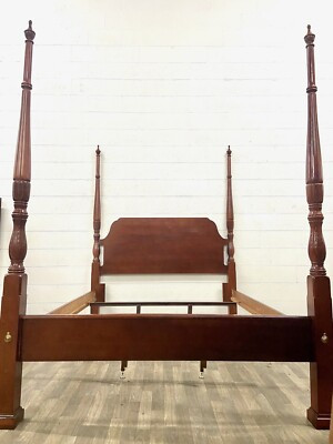 Vintage Convertible Queen or Full Size Carved Four Poster Rice Bed | eBay US