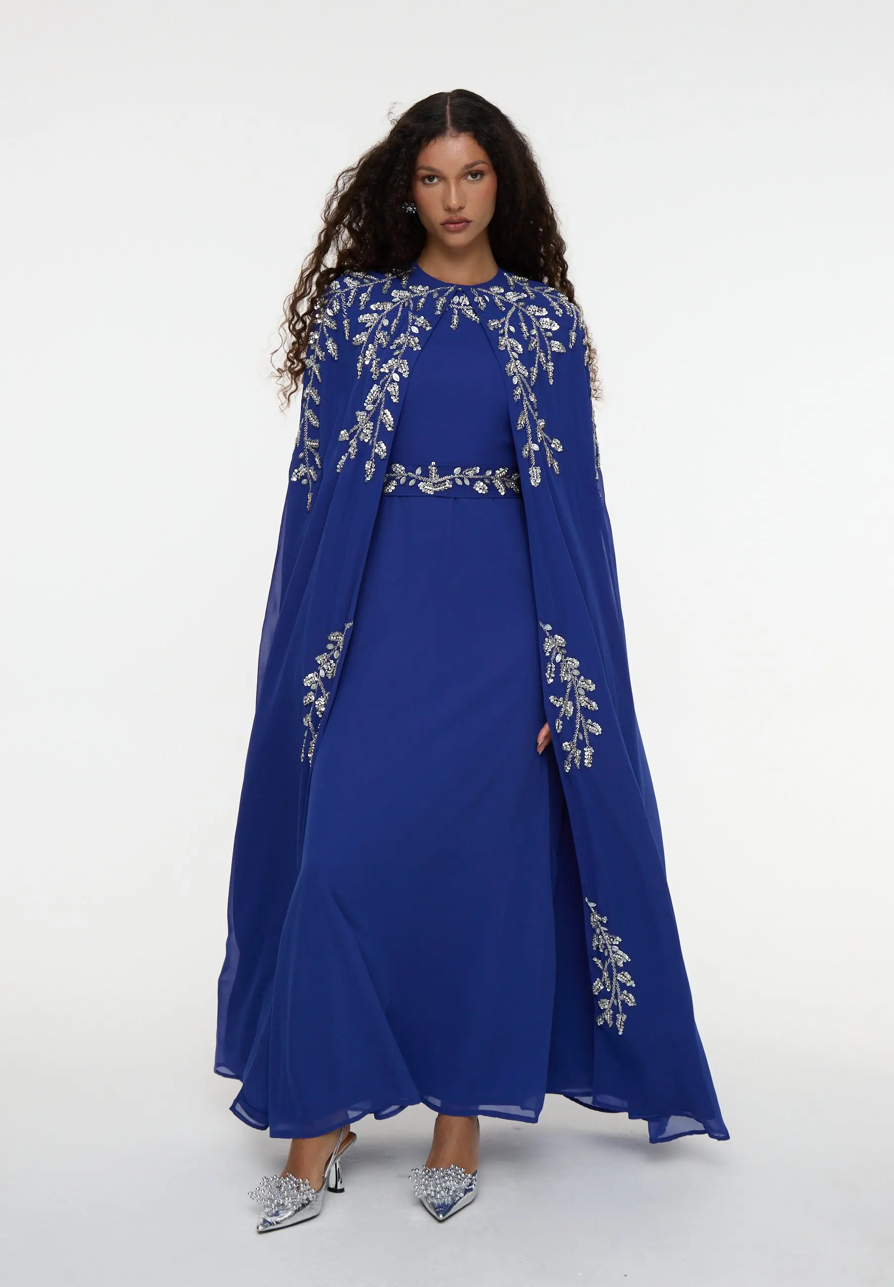MARYISA Modest Embellished Sequin Beaded Cape Dress Maxi (Women) | Nordstrom | Nordstrom
