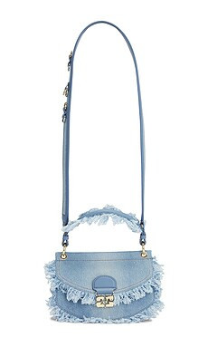 Ganni Apo-G Mini Top Handle Bag in Faded Denim from Revolve.com | Revolve Clothing (Global)