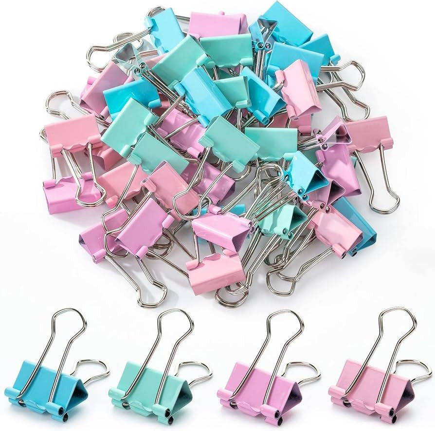Mr. Pen- Pastel Binder Clips, 50 Pack, 0.75 in, Pastel Color, Small Clips, Small Binder Clips, Pa... | Amazon (US)