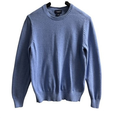 Lands End Drifter Sweater Blue Cotton Pullover Mens M Crewneck Ribbed Cuffs | eBay US