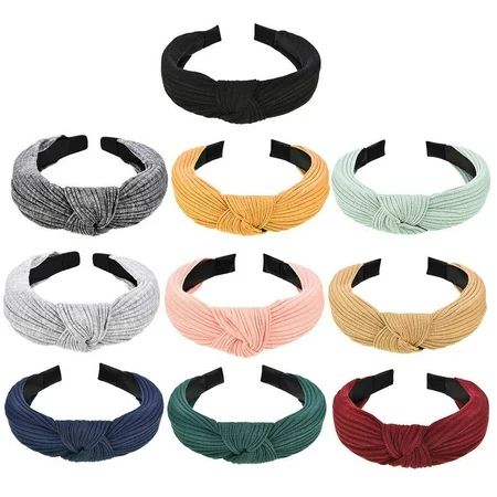 10 Pieces Wide Plain Headbands Knot Turban Headband Fashion Elastic Hairband Hair Accessories for Wo | Walmart (US)