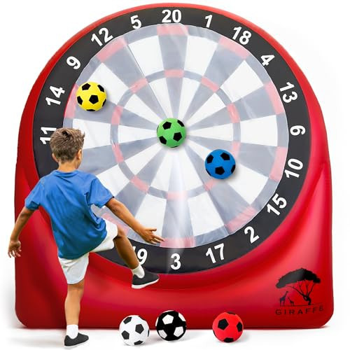 GIRAFFE Giant Inflatable Dartboard Yard Game Set, Big Blow Up Kick Giant Dart Board with Air Pump, Target Game, 6 Jumbo Lawn Games for Kids, Inflatable Games Outdoor, Family Activities, Carnival Party | Amazon (US)