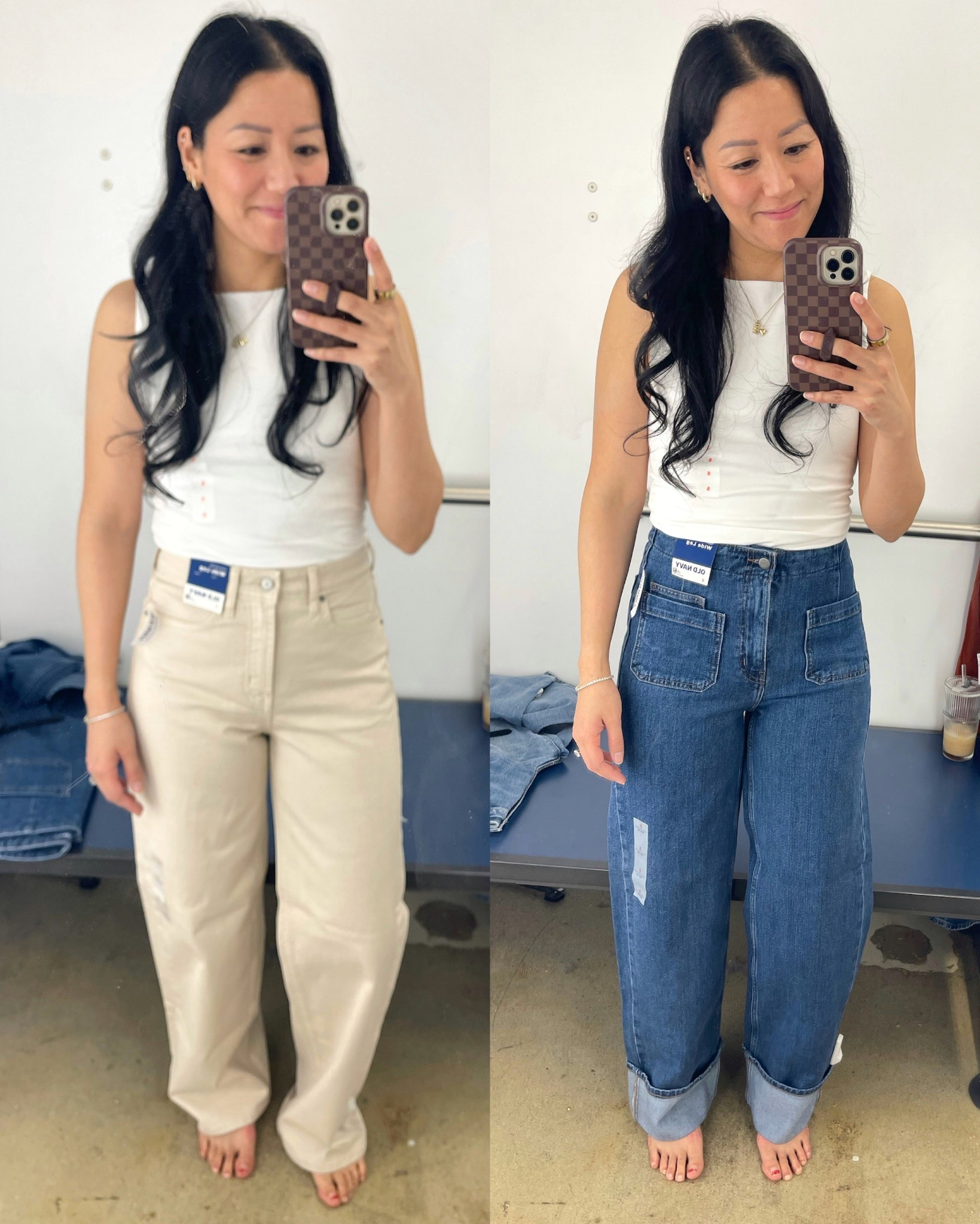 Size small tank
Size 4 beige jeans. The fit on these felt similar to the Gap high rose wide leg jeans that i love. 
Sized 2 cuffed jeans (would prefer size 4)
bc of my longer torso

#LTKOver40 #LTKSaleAlert #LTKSeasonal