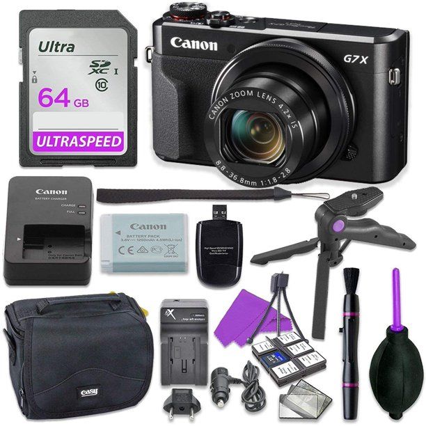 Canon PowerShot G7 X Mark II Point & Shoot Digital Camera Bundle w/Tripod Hand Grip, 64GB SD Memo... | Walmart (US)