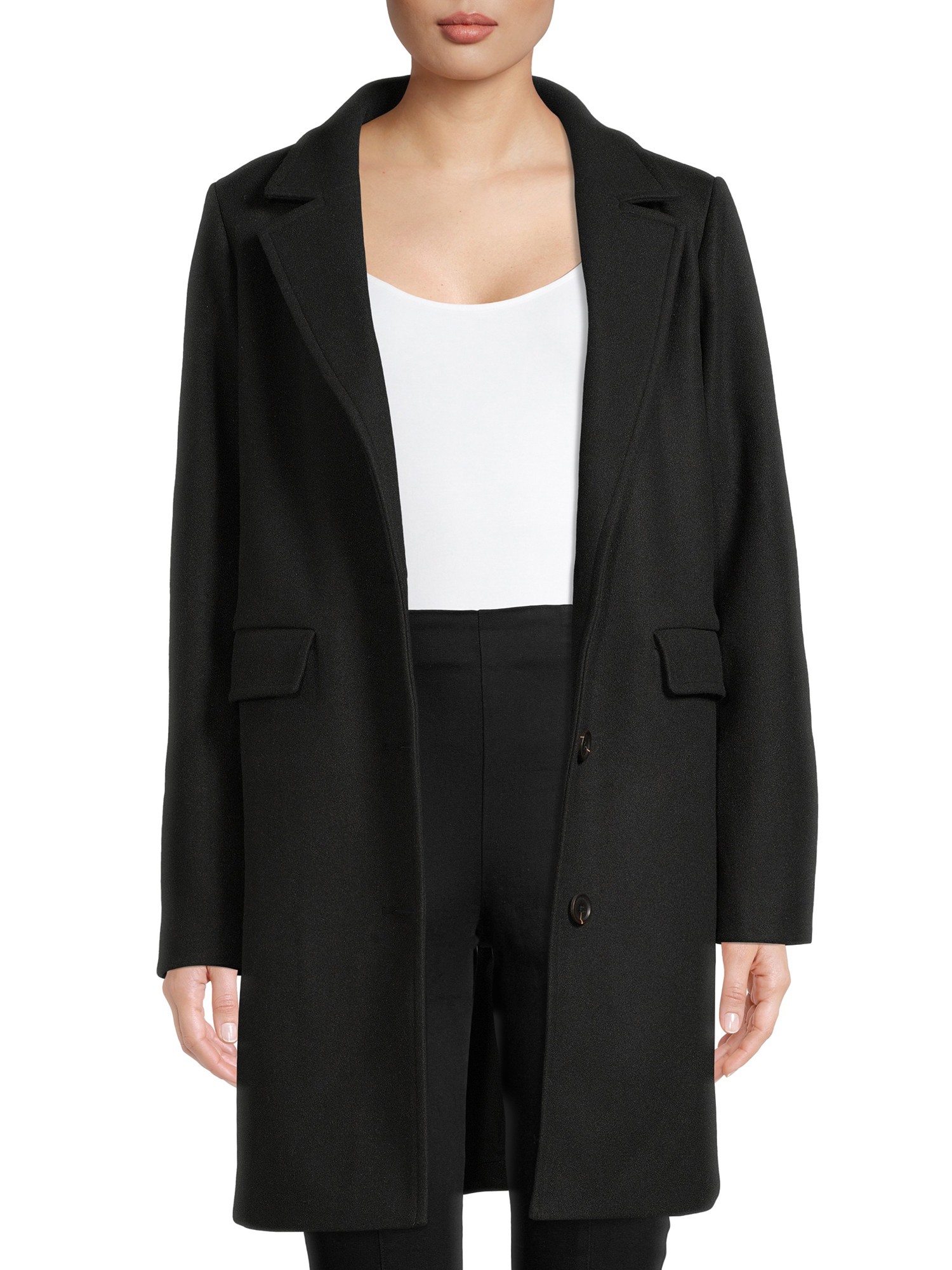 Time and Tru Women’s Faux Wool Dad Coat | Walmart (US)