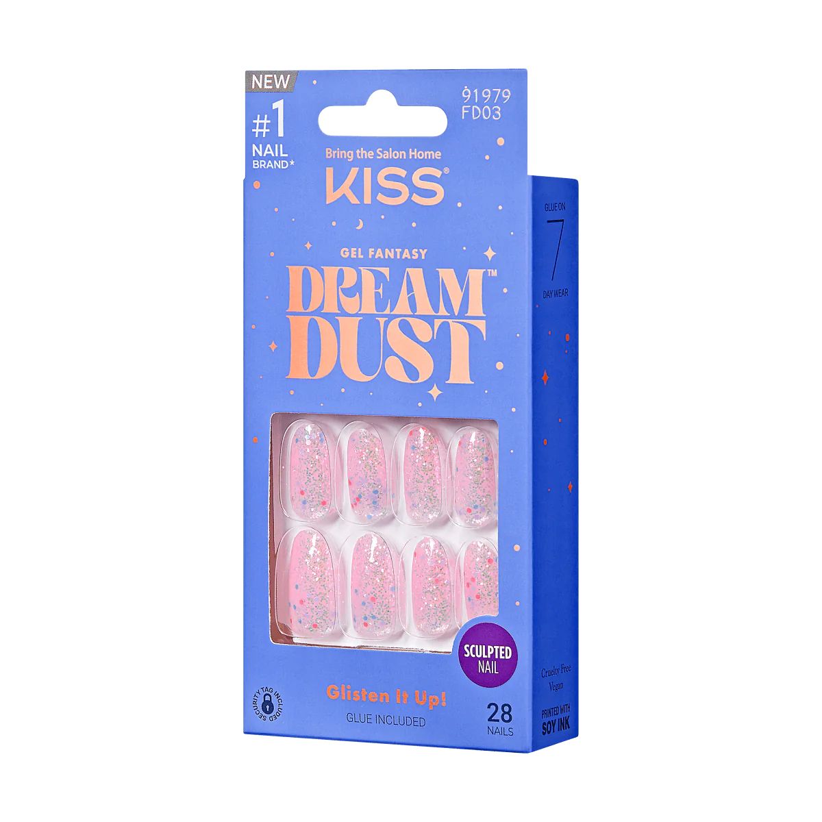 KISS Gel Fantasy Dreamdust Press-On Nails, ‘Diamonds 4 Me’, Pink, Medium Oval, 31 Ct. | KISS, imPRESS, JOAH