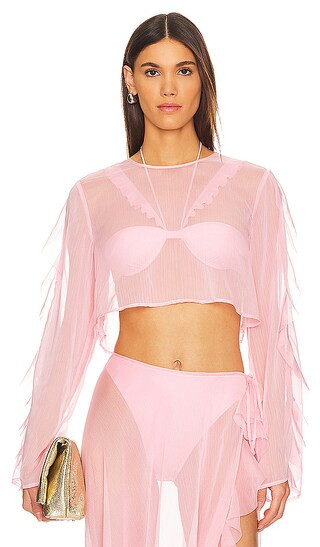 Thoma Cropped Shirt in Baby Pink | Revolve Clothing (Global)