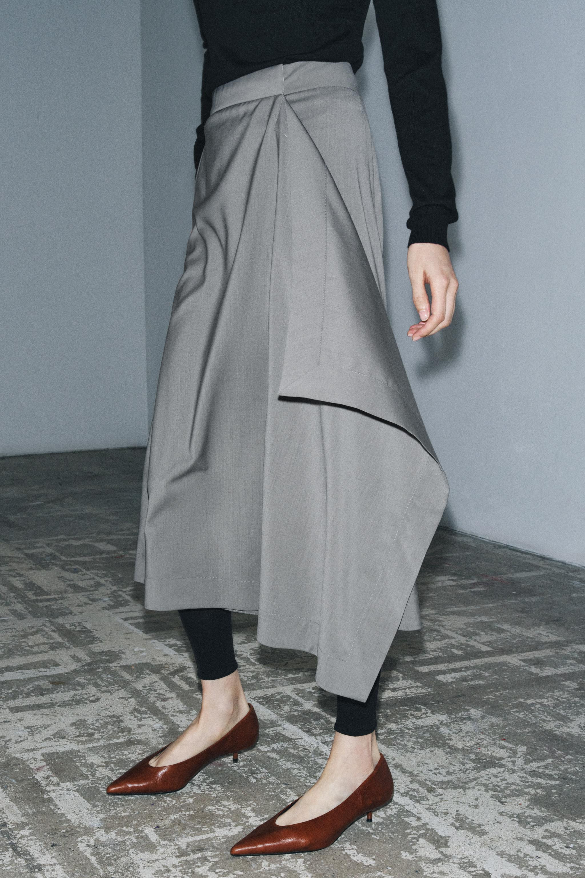 ASYMMETRIC WOOL SKIRT W COLLECTION | Zara US
