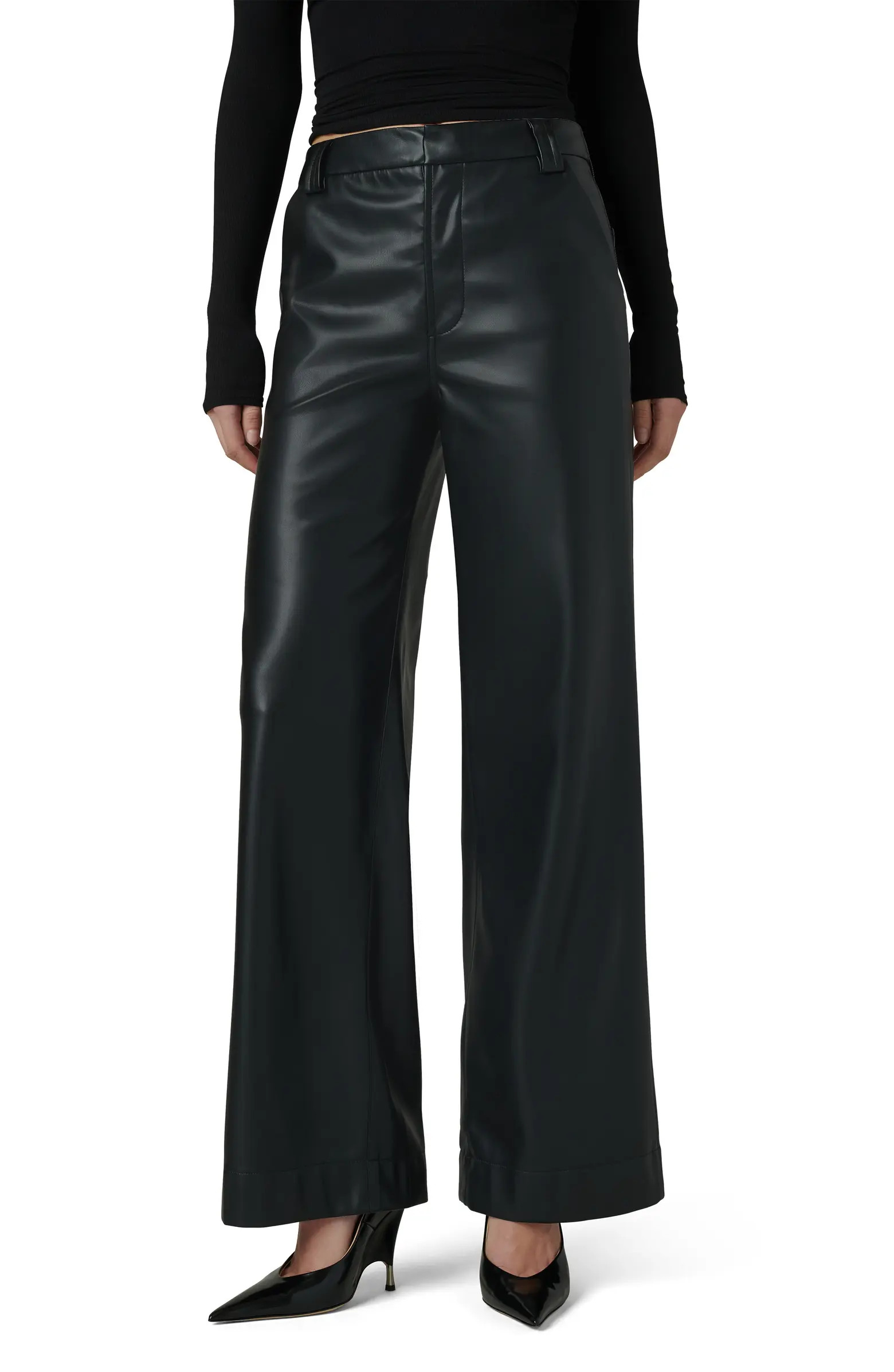 The Mia High Waist Faux Leather Wide Leg Jeans | Nordstrom