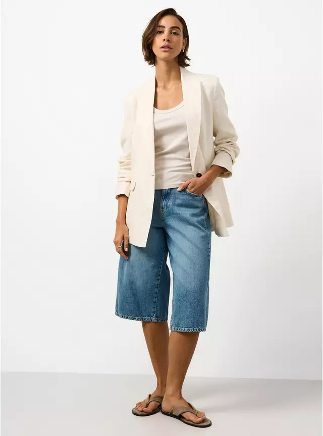 Buy Cream Linen Longline Blazer 18 | Blazers | Tu | Tu Clothing