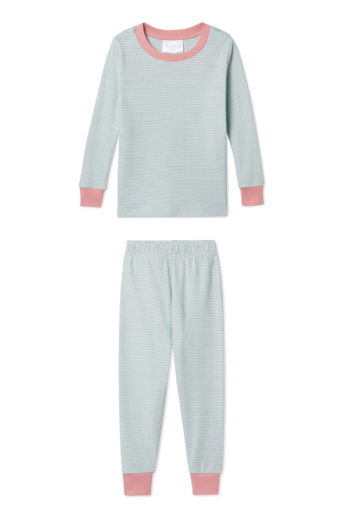 Organic Pima Kids Long-Long Set in Sage | LAKE Pajamas