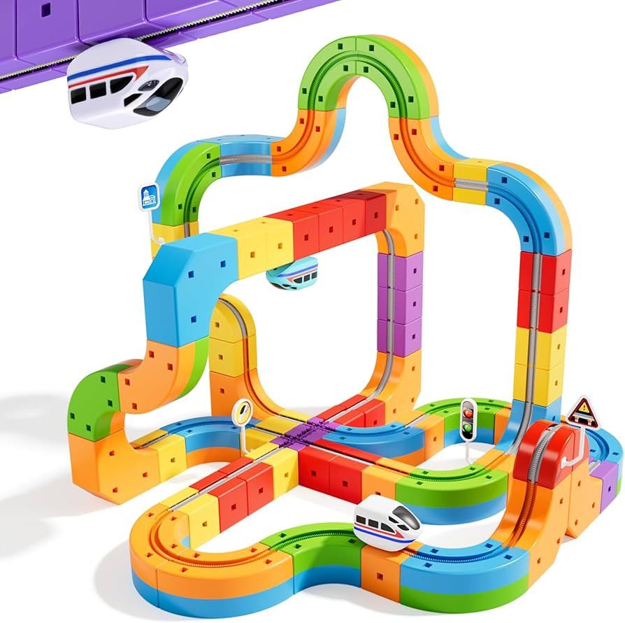 KlickRail Electric Train Set Flexible Race Track for Kids 4 6 7 8, 88 Pcs Car Track for Toddlers ... | Amazon (US)