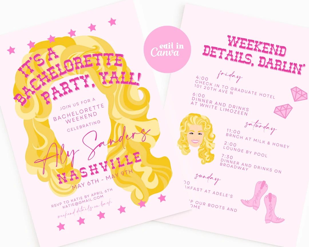 Dolly Parton Invitation Nashville Bachelorette Invitation - Etsy | Etsy (US)