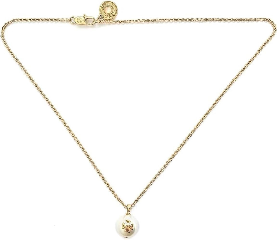 Tory Burch 143338 Tory Gold Tone Pearl Logo Rope Women's Necklace | Amazon (US)