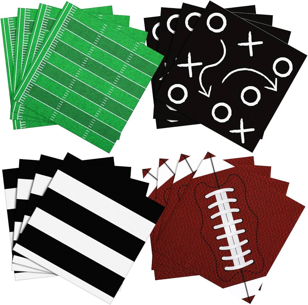 100 Pcs Football Themed Party Decorations Football Napkins Disposable 4 Designs Sports Party Supp... | Amazon (US)