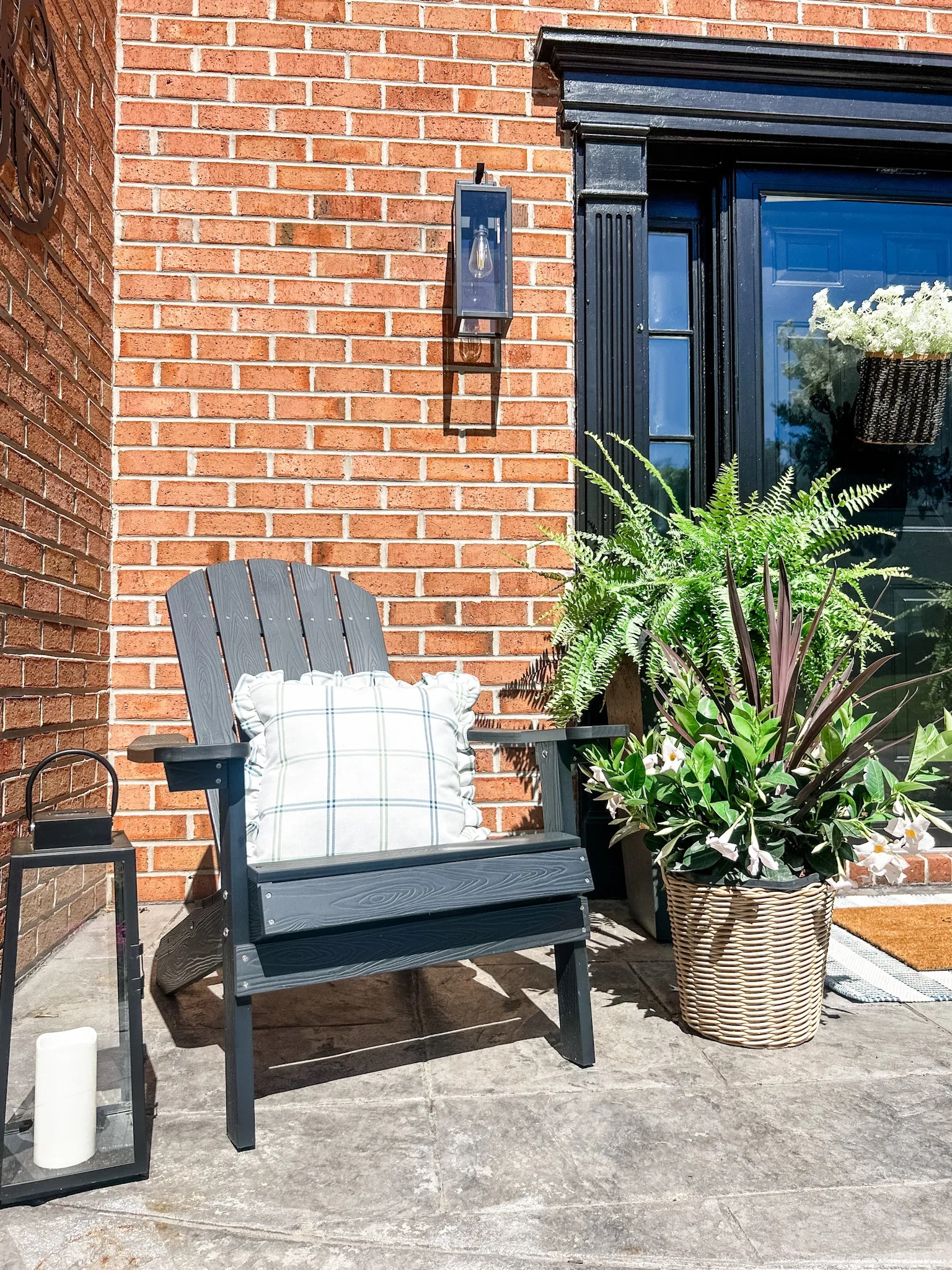 Outdoor furniture
Adirondack chair
Outdoor throw pillow 
Plaid throw pillow 
Outdoor light fixture
Outdoor wall light
Solar lantern
Outdoor planter 
Tall planter 
Outdoor rug
Outdoor mat
Front porch decor


#LTKstyletip #LTKfindsunder100 #LTKSeasonal