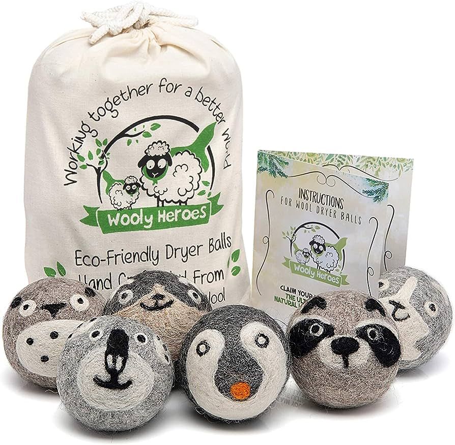 Wooly Heroes Dryer Balls - 100% Organic Wool - Sustainable & Eco-Friendly - Dry 1,000 Loads | Amazon (US)