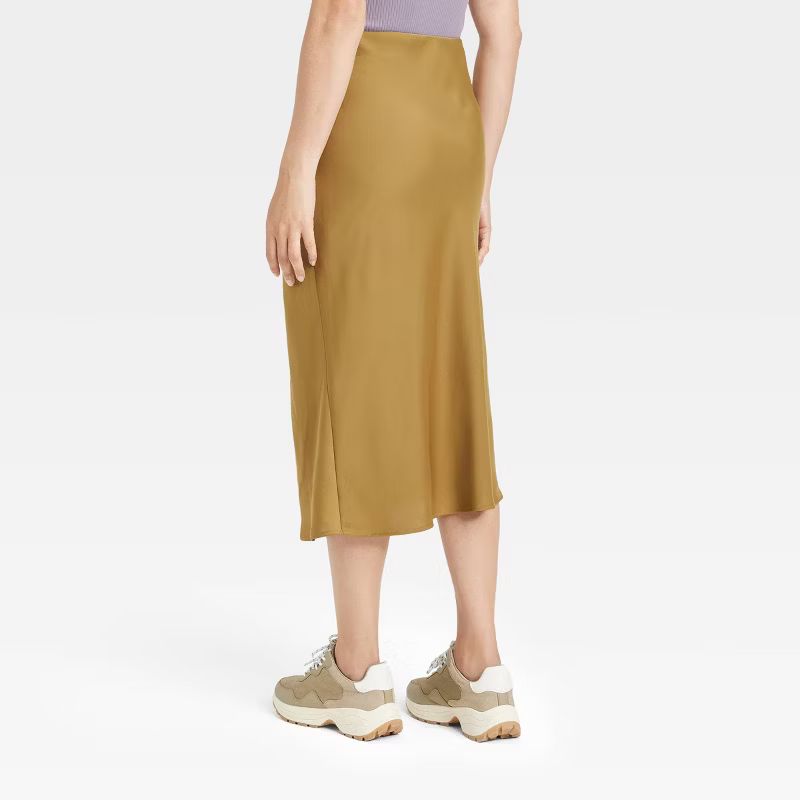 Women's Ruched Satin Midi Slip Skirt - A New Day™ | Target