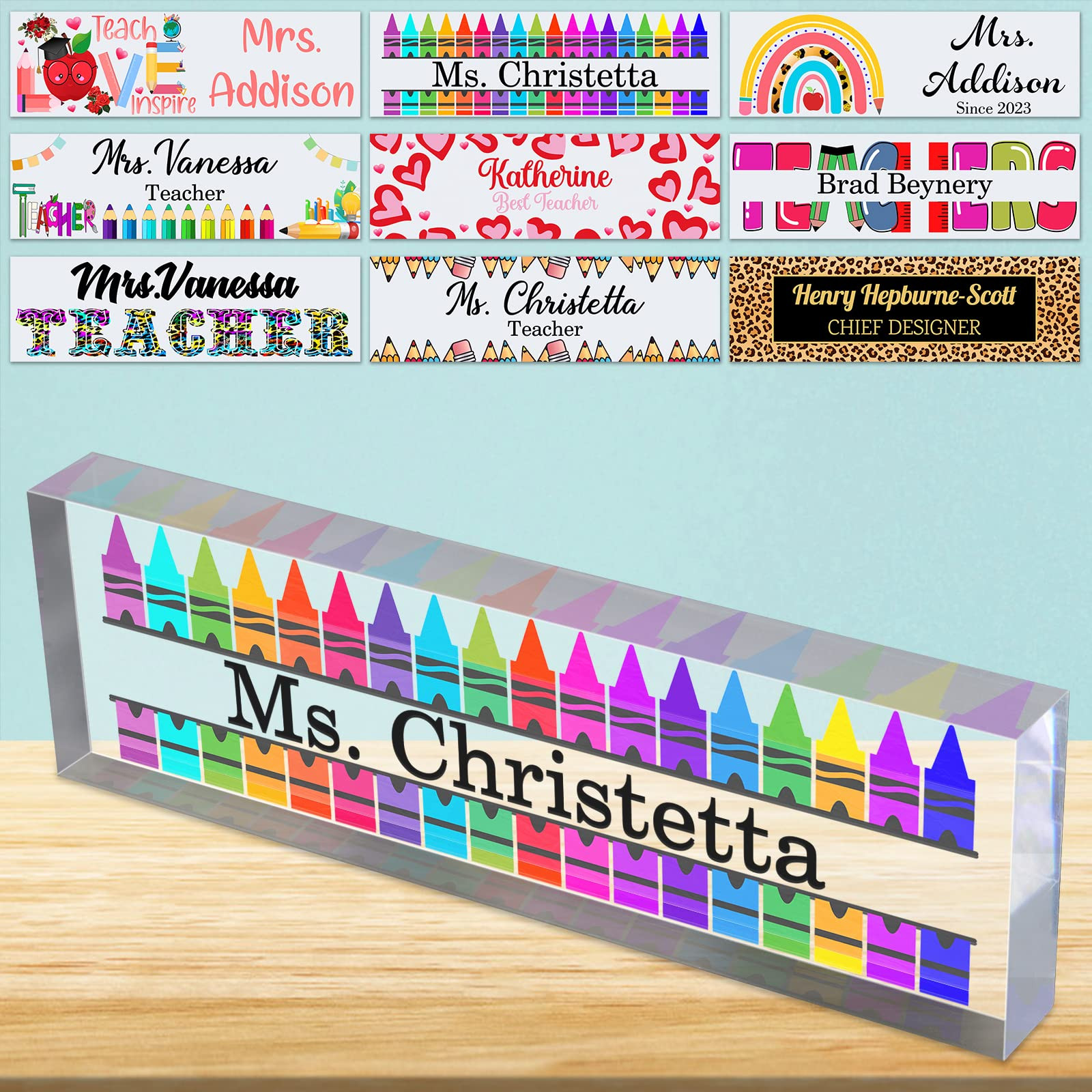 Desk Name Plate Personalized for Teachers Custom Acrylic Block Nameplate Sign for Office Customiz... | Amazon (US)