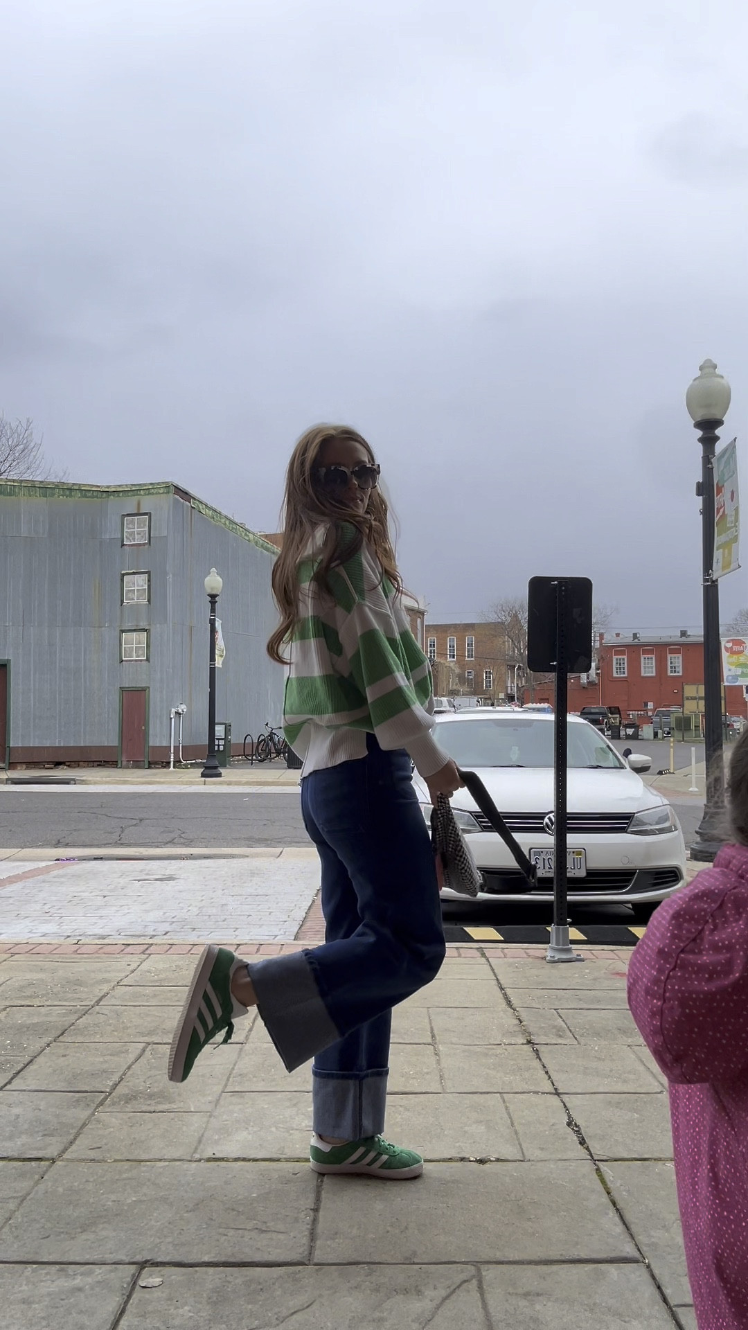 ootd, Anthropologie jeans, Maeve, spring outfit, wide leg jeans, aerie sweater, mom style, green outfit, kids adidas, casual fit, spring sale 

#LTKstyletip #LTKSpringSale #LTKSeasonal