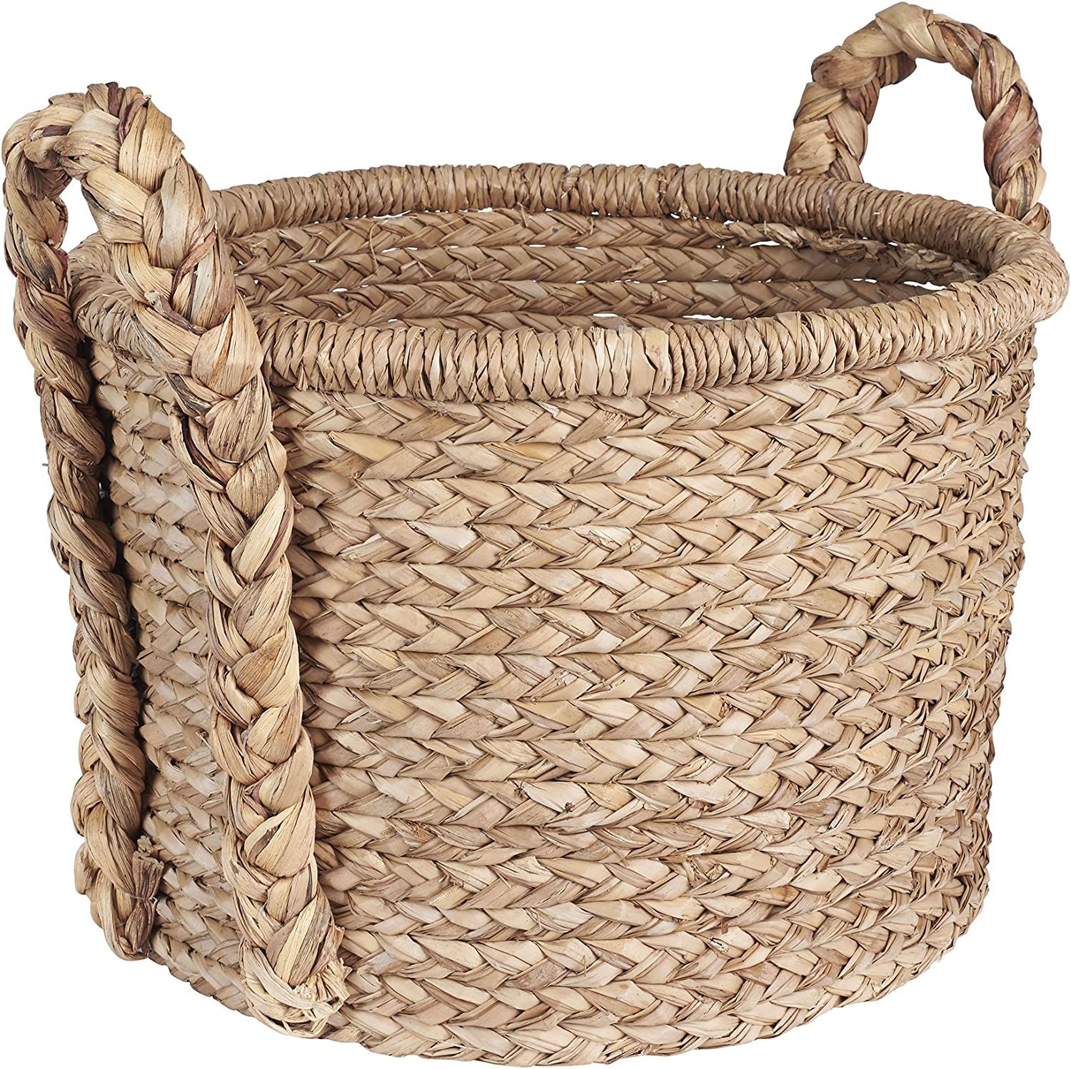 Household Essentials Large Wicker Floor Storage Basket with Braided Handle, Light Brown 19''x 25'... | Amazon (US)