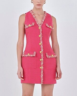Endless Rose Tweed Trim Sleeveless Mini Dress | Express