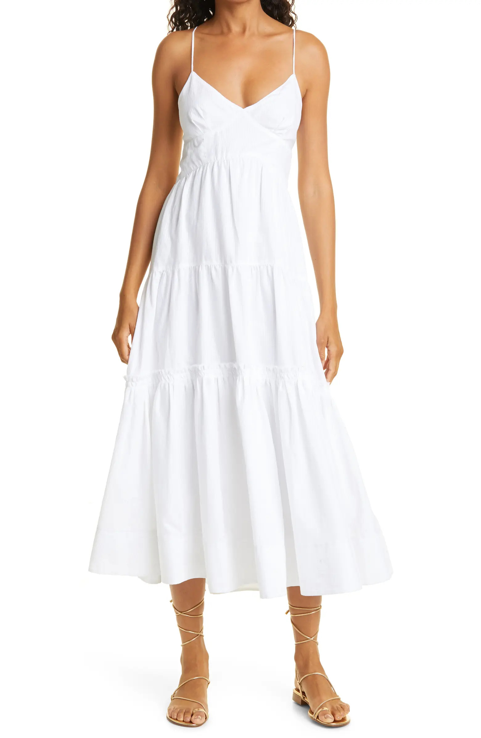 Sleeveless Cotton Linen Tiered Maxi Dress | Nordstrom