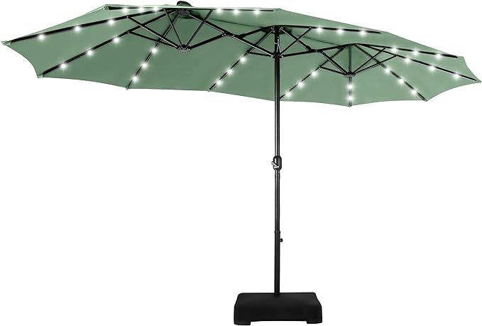 MFSTUDIO 15ft Double Sided Patio Umbrella with Solar Lights, Outdoor Large Rectangular Market Umb... | Amazon (US)