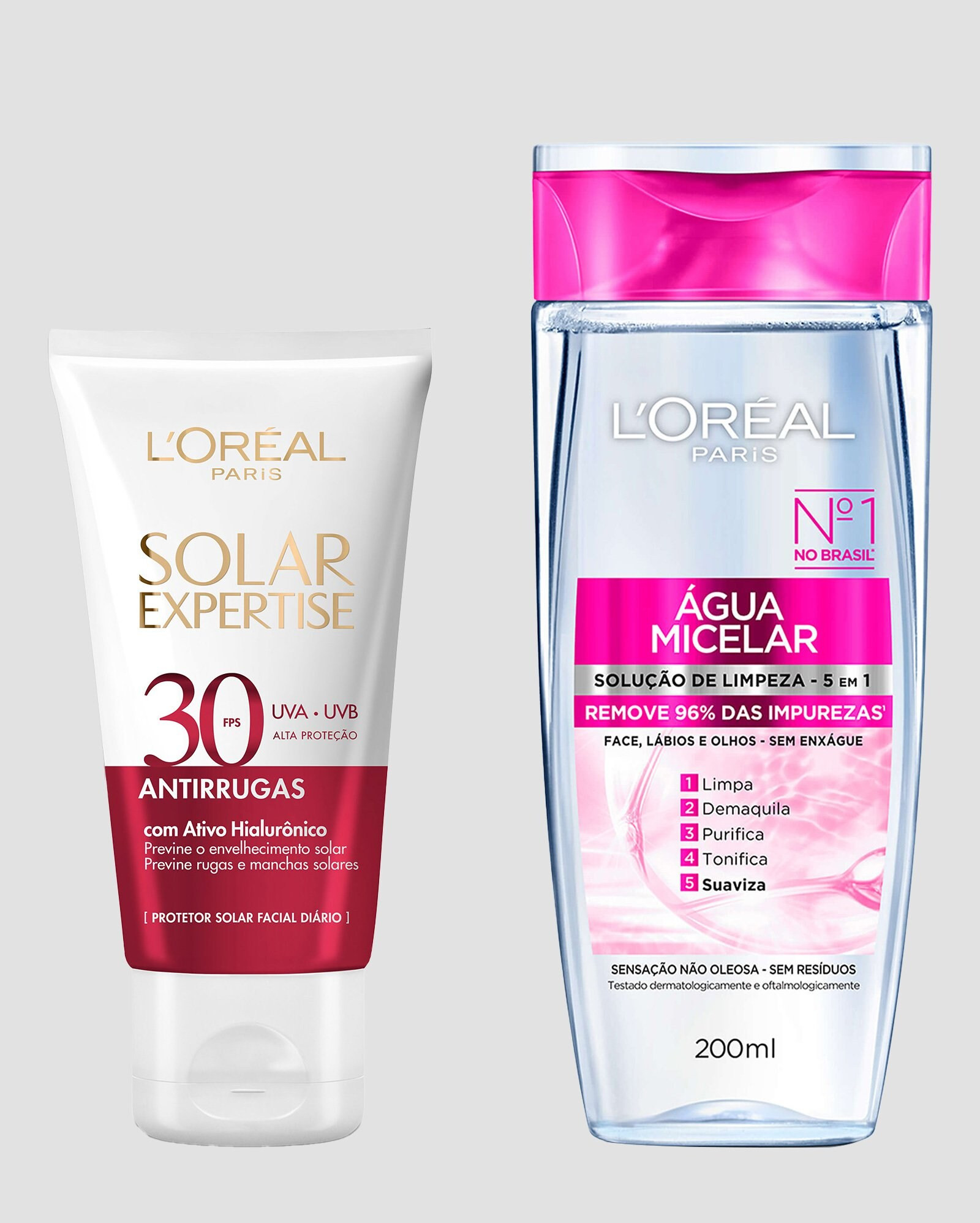Kit água micelar 5 em 1 200ml + protetor solar facial FPS 30 40g | L'Oréal Paris | Riachuelo (BR)