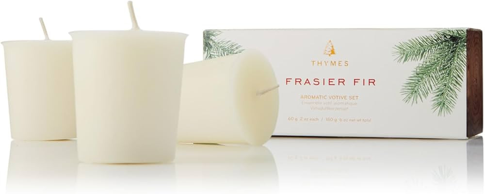 Thymes Frasier Fir Votive Candle Set of 3 - Scented Candles for Home - Luxury Home Fragrance Gift... | Amazon (US)