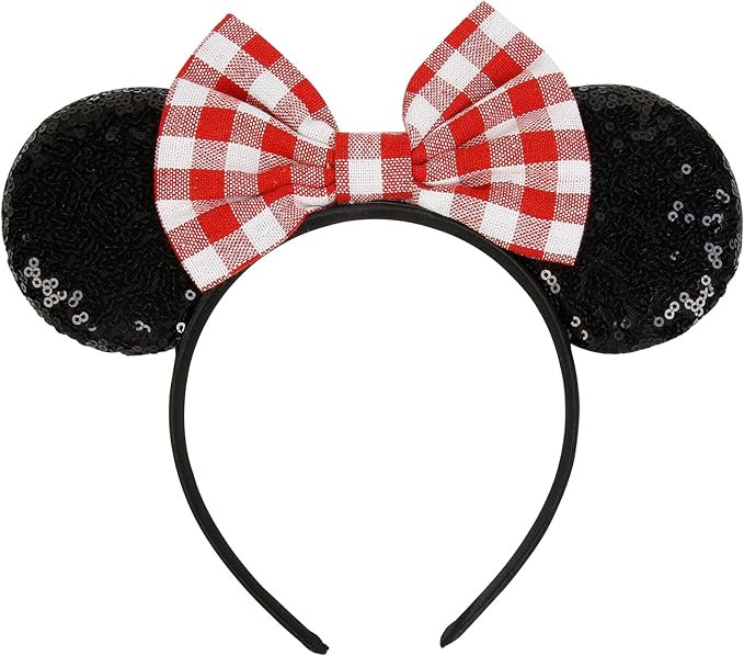 WOVOWOVO Mouse Ears Bow Headbands for Women and Girls Glitter Sequin Theme Park Hairbands Party C... | Amazon (US)