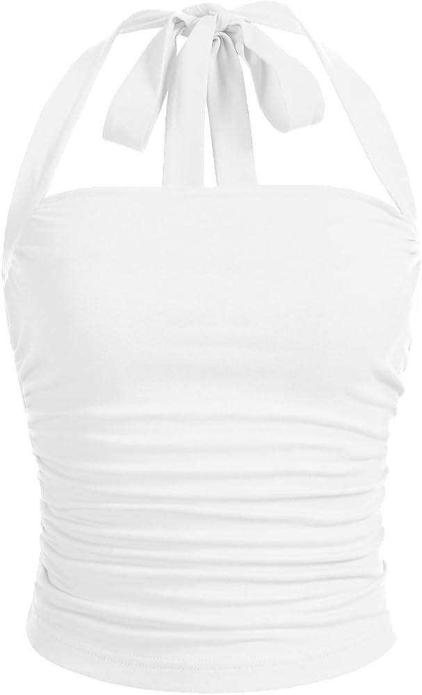 SOLY HUX Women's Y2K Ruched Halter Tops for Women | Amazon (US)