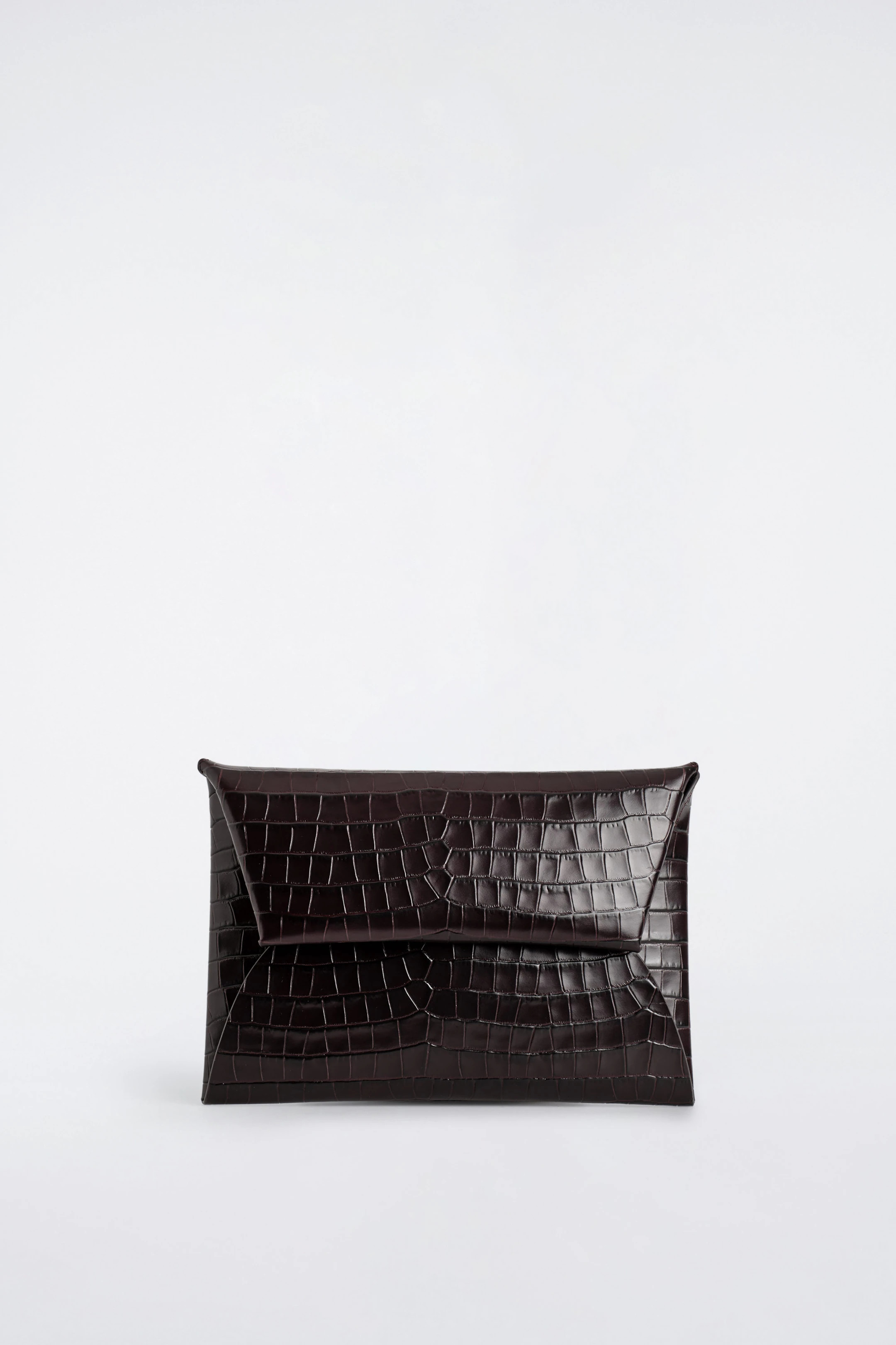 CROC-EFFECT LEATHER POUCH - BROWN | COS US | COS (US)