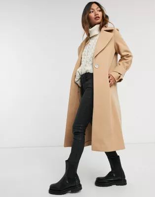 River Island single breasted oversized coat in brown | ASOS (Global)