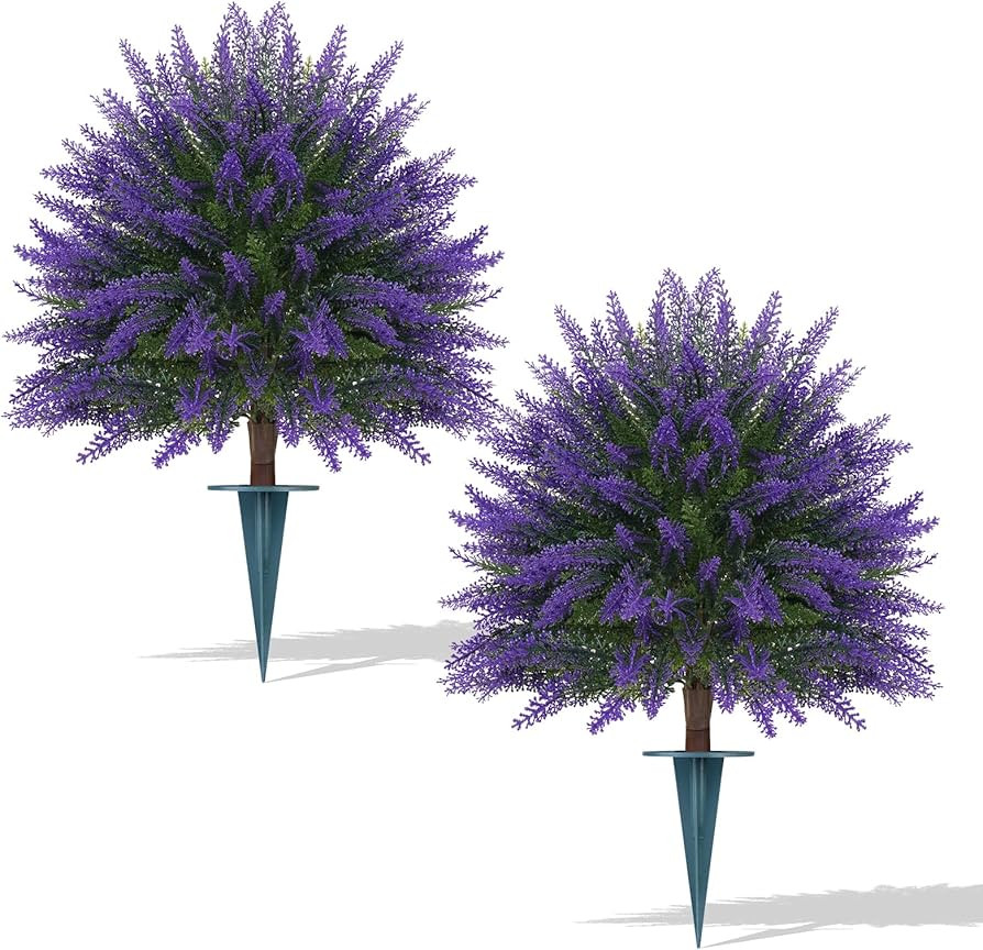 Artificial Topiary Ball Trees,16'' UV Resistant Fake Evergreen Shrubs Bushes Plants with Ground S... | Amazon (US)