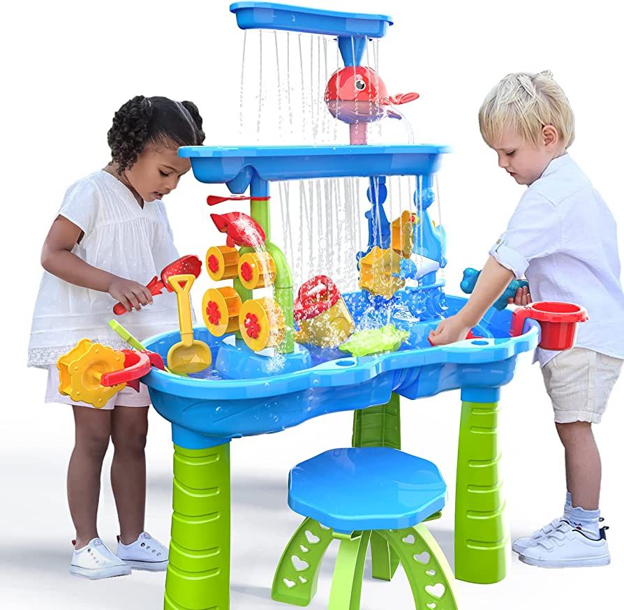 TEMI Toddler Water Table | Kids Sand Water Table | 3-Tier Outdoor Water Play Table Toys for Toddl... | Amazon (US)