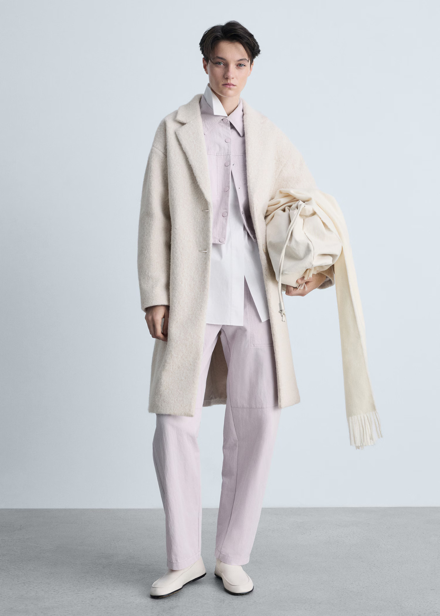 Oversized bouclé long coat - Women | MANGO USA | Mango (US/MX/AU)