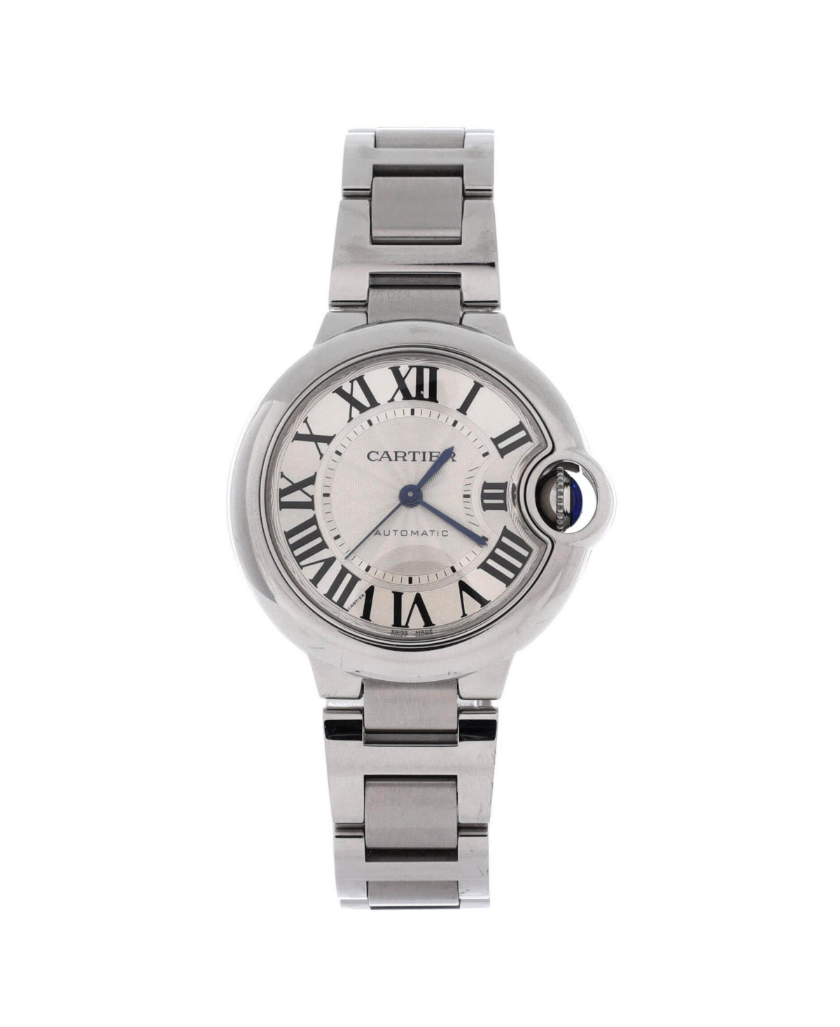 Pre-Owned Cartier Ballon Bleu de Cartier Automatic Watch in Stainless Steel 33mm - Dial color: silver | Macy's