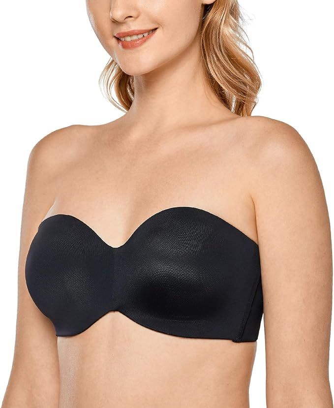 DELIMIRA Women's Strapless Bra Unlined Underwire Minimizer Plus Size Support | Amazon (US)