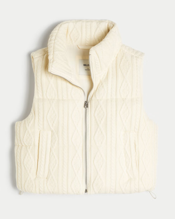 Women's Sweater-Knit Mini Puffer Vest | Women's Jackets & Coats | HollisterCo.com | Hollister (US)