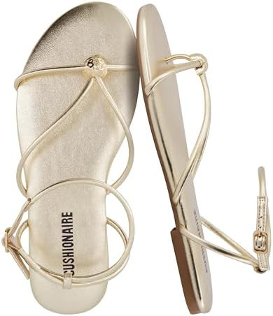 CUSHIONAIRE Tory Strappy Flat Sandals for Women, Toe Ring Sandals with Adjustable Buckle Ankle St... | Amazon (US)