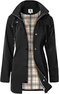 SaphiRose Women's Long Hooded Rain Jacket Outdoor Raincoat Windbreaker | Amazon (US)