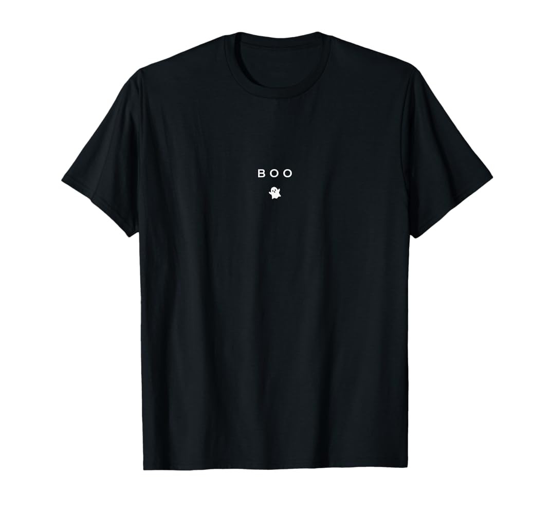 BOO Ghost Halloween Subtle Minimal Fall Funny Trick Treat T-Shirt | Amazon (US)