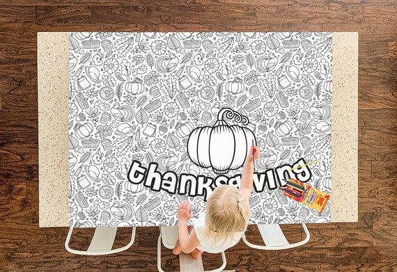 Thanksgiving Table Top Coloring Page Extra Large Poster Large | Etsy | Etsy (US)