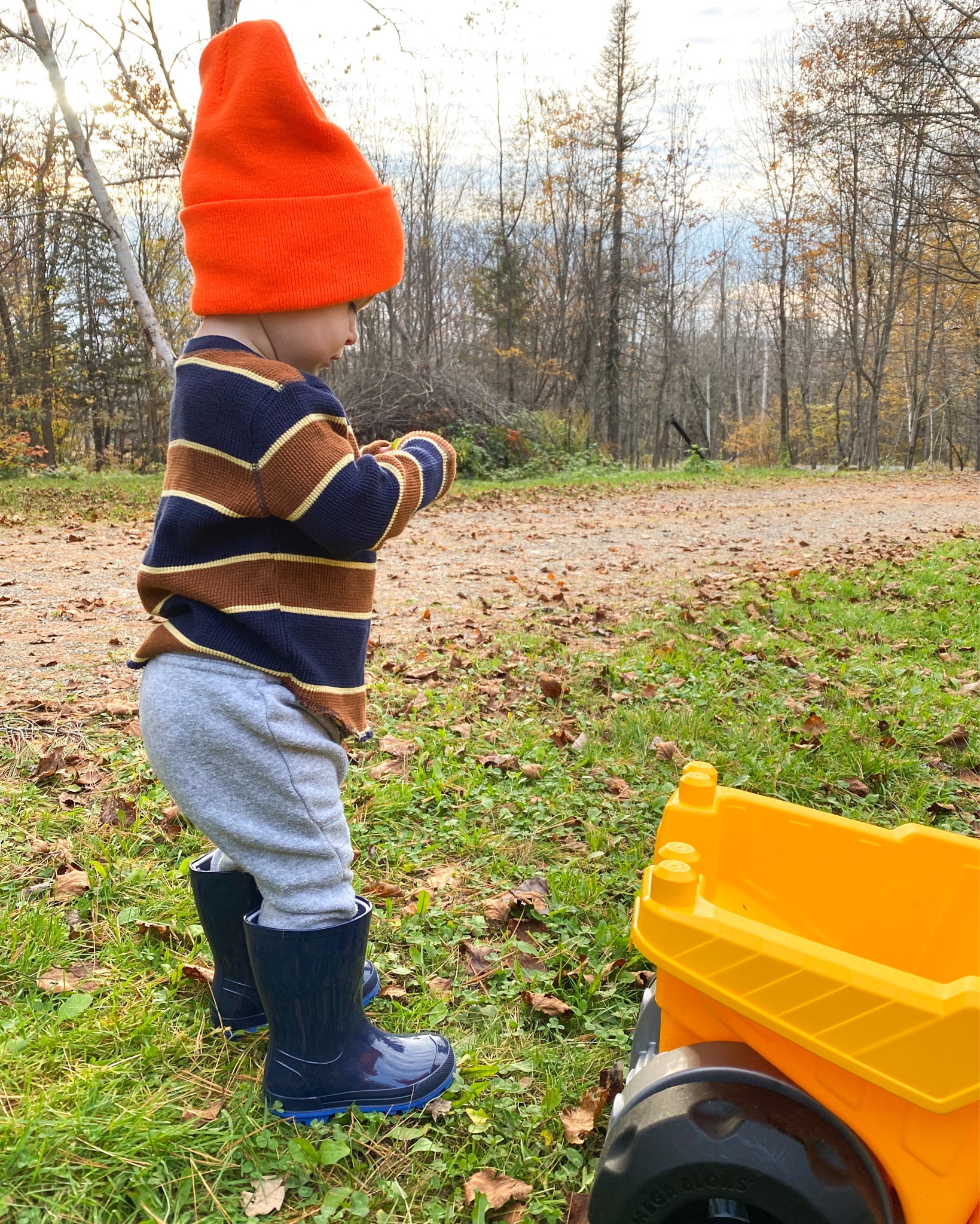 It’s the season for hunter-orange hats and leaf cleanup in Maine! Shepherd has been loving putting all the outside things in this big dump truck. It comes with blocks (and is probably more of an inside toy, oh well) and would be a great gift for the holidays! 

And his little striped henley is just too adorable. 

Toddler boy outfit. Toddler Christmas gifts. Gifts for 2 year old boy. Neutral boy outfit. Easy toddler boy outfit. Toddler rain boots. Kids fall outfit 

#LTKstyletip #LTKkids #LTKfamily