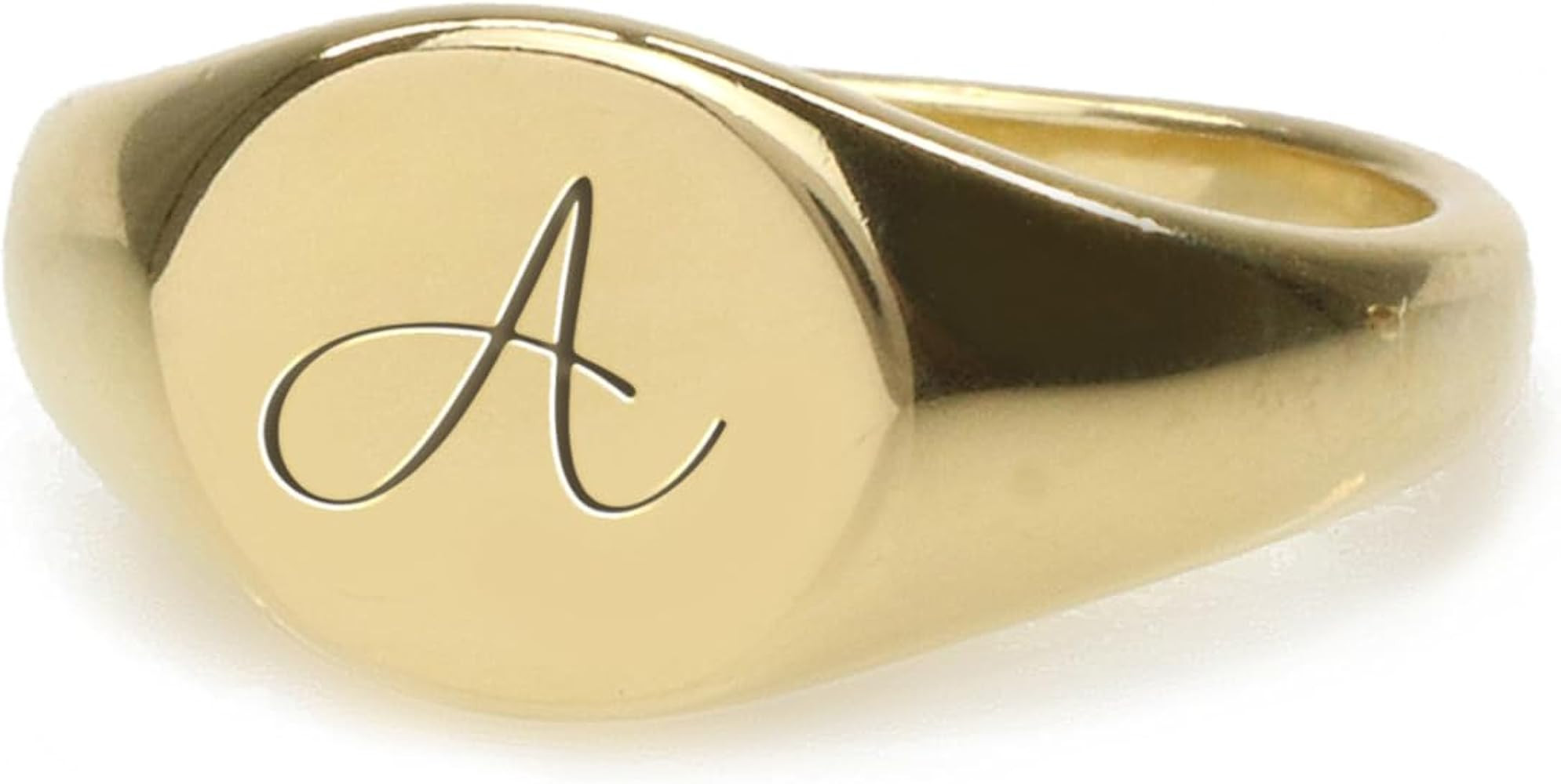 Custom Handwritten Letter Ring - Personalized Initial Design - Letter Signet Jewelry | Amazon (US)