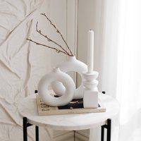 Set Of 3 Ceramic Large Donut Set Small & Candle Holder, Beige Vase Set, Donut Flower | Etsy (US)