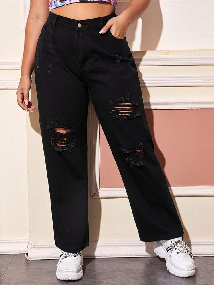 Plus Ripped Detail Jeans | SHEIN