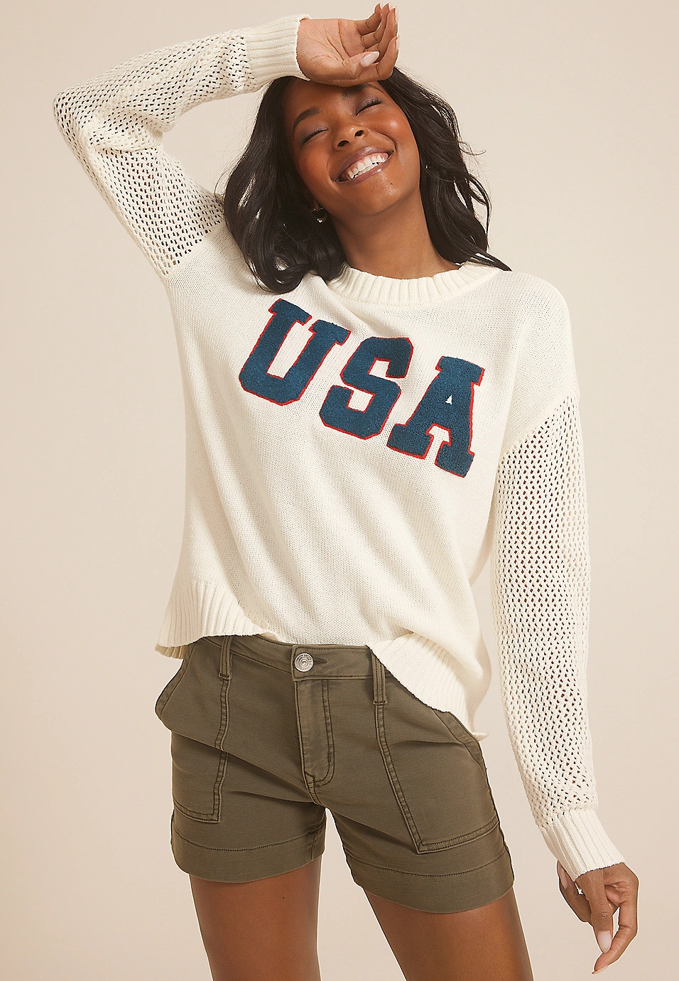 USA Chenille Patch Sweater | Maurices
